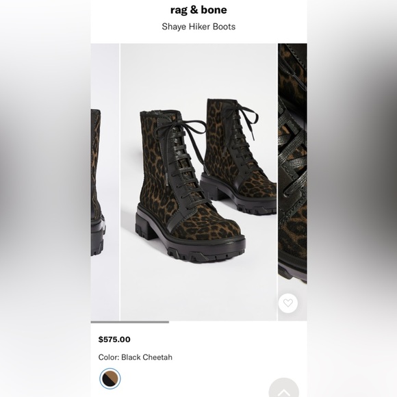 Rag & Bone Shaye Hiker Leather Boots In Black Cheetah Size 36 - Picture 13 of 14